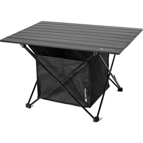Outdoor Folding Picnic Table with Seat Pocket Camping Desk with Waterproof Tableware Clothes Storage Bag Camping Backyard Use