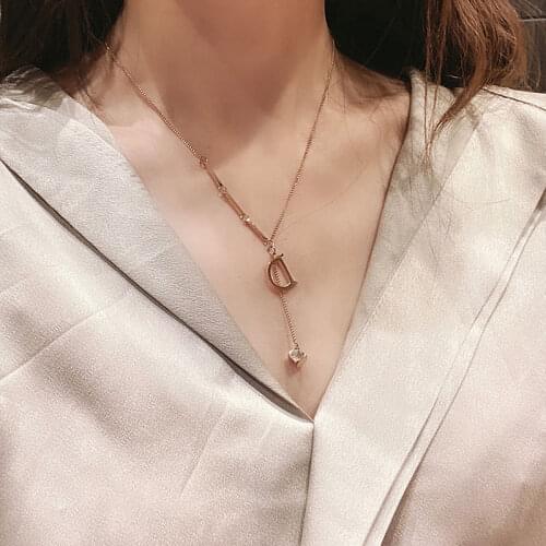 Titanium Steel Gold Chain Letter Pendant Necklace Fashion Party Jewelry For and Women Christmas Gifts