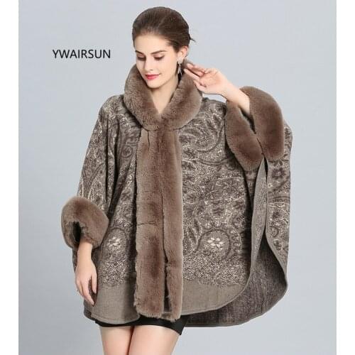 YWAIRSUN Fashion Cashew with hat fur collor cap bat sleeve oversize shawl European and American poncho foulard femme thick scarf