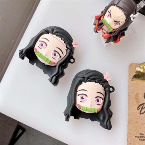 Japanese Anime Demon Slayer for Apple AirPods1/2 Trunk Wireless Bluetooth Headset Funny Cartoons Protective Earphone Case Pro3
