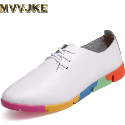 MVVJKE Fashion Large size 35-44 Hot colorful Women Genuine Leather Shoes Breathable Summer/Autumn Flats Ladies Flats Shoes Casua