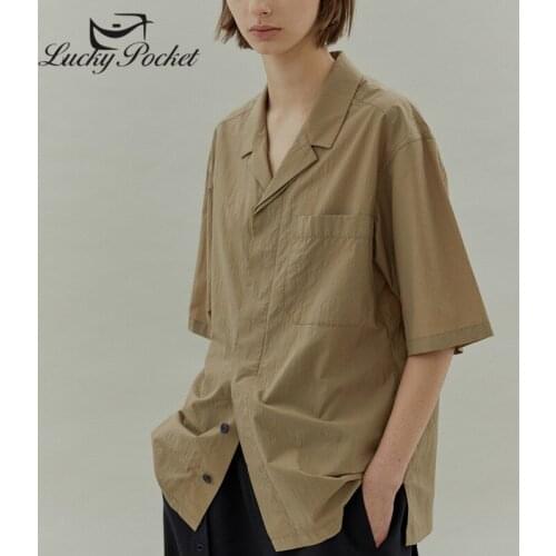 New Women Summer Apricot Safari Style Short Shirts Ladies Solid Color Plus Size Shirts Female Fanshion Brand Casual Tops ZM45