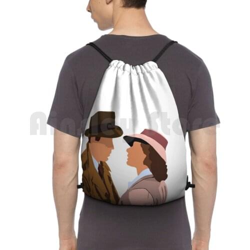 Casablanca Backpack Drawstring Bags Gym Bag Waterproof Casablanca Classic Films Movies Minimalist Ingrid Bergman Humphrey