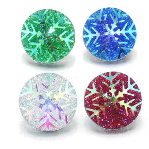 10Pcs/lot 6 Colors Christmas Snowflake 18mm Resin Sequins Snap Button DIY Jewelry For Leather Bracelet Womens Charm Beads 7818