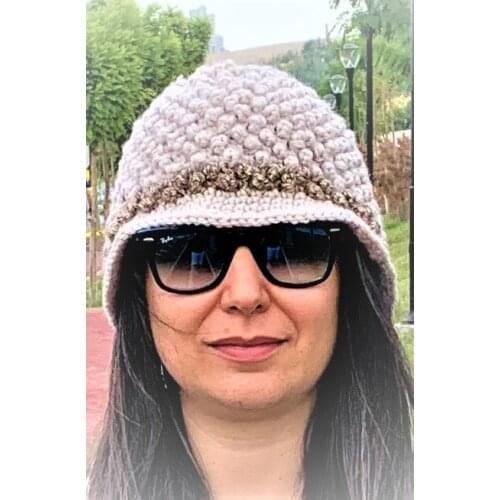 %100 Hand Made Woman Soft Hat %85 wool winter protect from cold unique light brown with light brown lifashion traditional unique