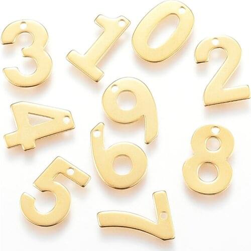 100Pcs 304 Stainless Steel Number Charms Pendants For DIY Bracelet Necklace Jewelry Making Accessories 11x7~8x0.8mm