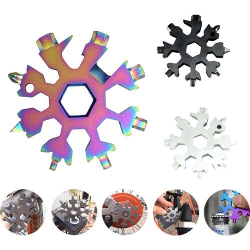 18 In 1 Snowflake Hex Wrench Multi Pocket Tool Spanner Multipurpose Camp Survive Outdoor Hike Key Ring Key Chain