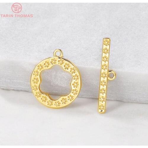 4 Sets O:14x16MM T:4x20MM 24K Gold Color Plated Brass Bracelet O Toggle Clasps High Quality Diy Jewelry Accessories