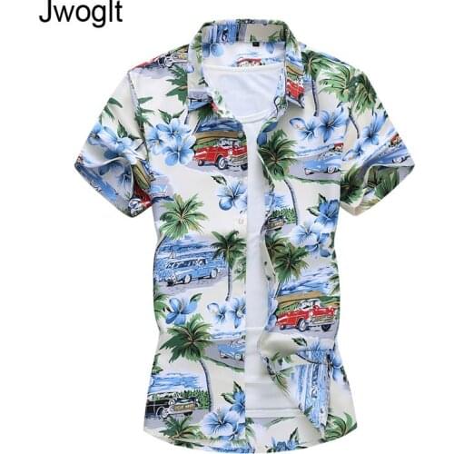 45KG-120KG Summer Fashion Tropical Iandscape Print Beach Vacation Hawaiian Shirt 5XL 6XL 7XL