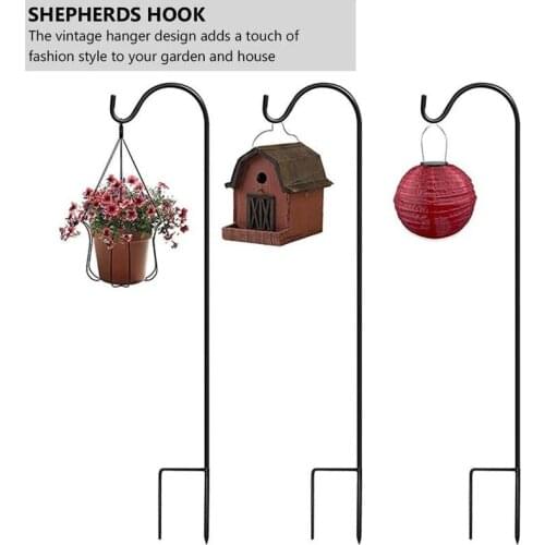 5 PCS Decorative Iron Shepherd Hook for Plant Pot Outdoor Stake Lantern Stand Hanger for Garden Solar 80cm Self-assembly ASD88