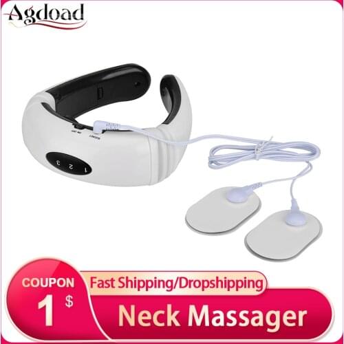 AGDOAD Electric Pulse Neck Massager Far Infrared Heating Cervical Massager Health Care Relaxation Body Pain Relief Tool Dropship