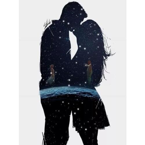 Diamond Painting Full Square/Round Cross Stitch Diamond Embroidery Black Star Lover Picture Rhinestones Handmade Gift WG2253