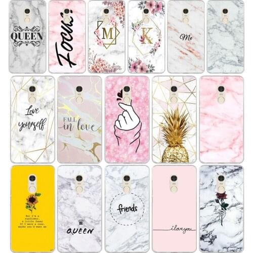 059FG Letter Queen & Boss Couples Glossy Marble Soft Silicone Tpu Cover phone Case for xiaomi redmi 7 7a note 4A 4X 6 Pro 6A 7