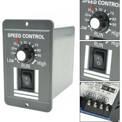 DC 12V-60V 10A PWM Motor Speed Controller Reversible Switch Regulator Forward Rotation Stop Reverse