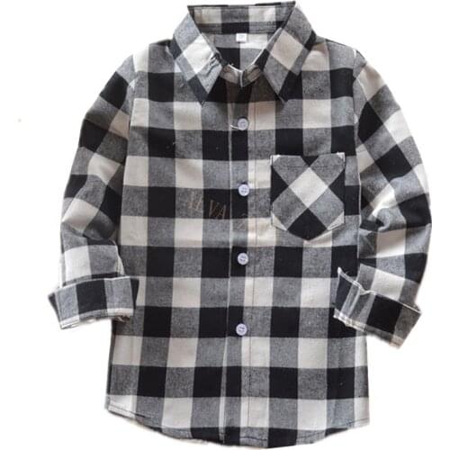 Children Shirts For Boys Fashion Lattice Design Kids Long Sleeve Tops For School Girl 2-14 Years Bottom Blouse LM122
