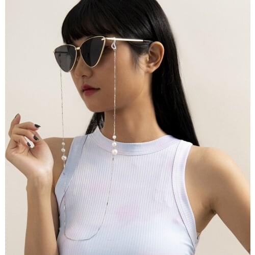 Steampunk Imitation Pearls Chain Long Glasses Fashion Neck Strap Metal Glasses For Women Jewelry Decoration Accessories Strap