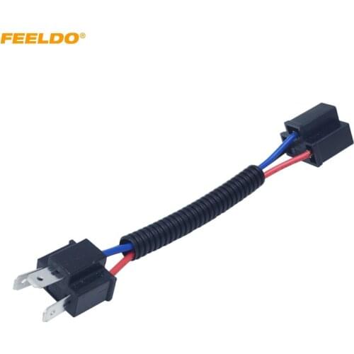 FEELDO 1Pc Car Headlight Cable H4 Male To Female Connector Plug Lamp Bulb Socket Automotive Wiring Adapter Holder #AM6001