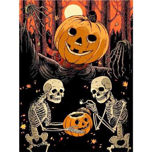 Halloween Pumpkin Skull Diamond Painting Round Square Full Drill Nouveaute DIY Mosaic Embroidery 5D Cross Stitch Cartoon Picture