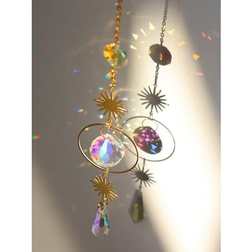 Crystal Pendant Decorative Garden Hanging Ornament Living Room Decor Sun Catcher Pendant Mobile Wind Chime Bell Home Decor