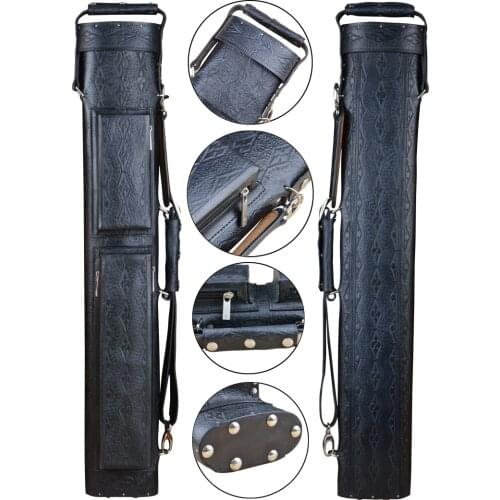 JF6-C03 Billiard Case 6 Holes 2B4S Genuine Leather Case Top and Side Handle 90*17.5cm Oval Embroidery Bag Billiard Accessories