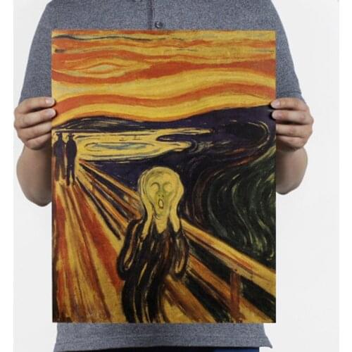 Classic Nostalgia Poster Cry Munch Kraft Paper Poster Retro Bar Cafe Decorative Paintings Wall Sticker 47X36cm