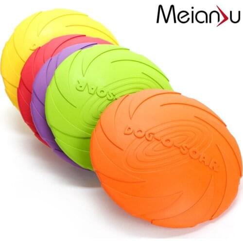 Pet Dogs Flying Saucer Environment-friendly Silica Gel Soft Pets Chewable Toys Puppy Multifunctional Discses Pets Feeding Plates