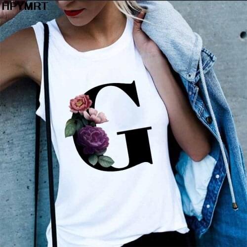 Summer 26 English Alphabet Print Tank Tops women Harajuku Casual O-Neck White Vest Fashion Graphic Female sleeveless Girls Top