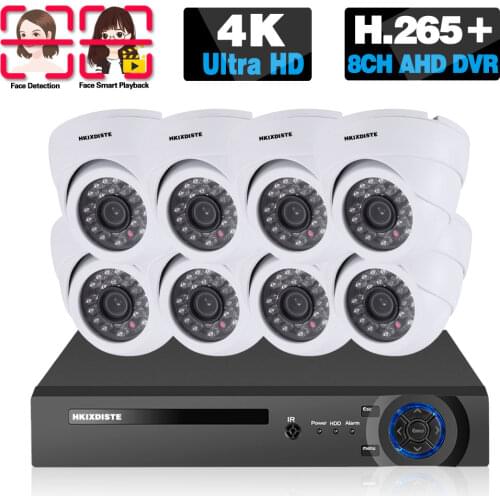 CCTV IP DVR Home Security Camera System 4K 8CH AHD DVR Kit Face Detection Dome Video Surveillance Camera System Set 4CH 8MP NVR
