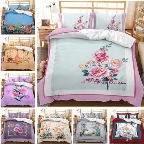 Fashion Bedding Sets Flower Bed Quilt Duvet Cover Pillow Case Home Bedding Articles Bedroom Decor Bedclothes Comforter Cover