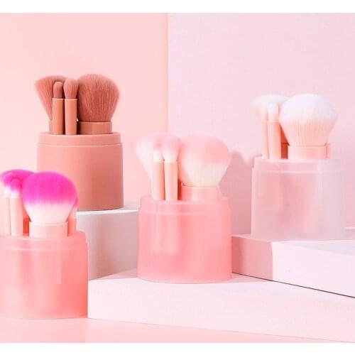 5pcs Mini Makeup Brushes Set-The Pink Cosmestic Brushes-foundation&powder&blush Fiber Beauty Pens-make Up Tool