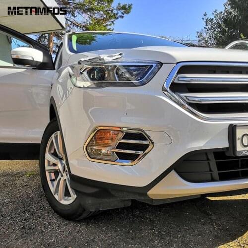 For Ford Escape Kuga 2017 2018 2019 Chrome Front Fog Light Lamp Cover Trim Foglight Decoration Frame Exterior Car Accessories