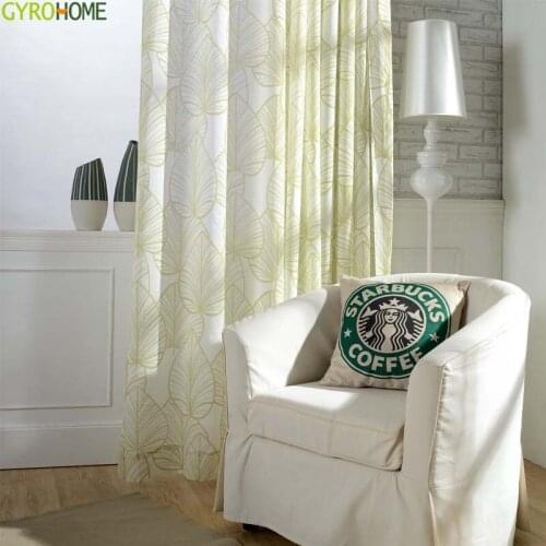 New Season Printed Leaves Sheer Curtains for Living Room Window Treatment Sheer Home Decor Tulle