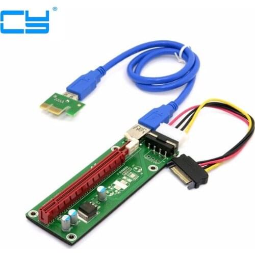 50PCS/ Lot PCI-E PCI Express 1X to 16X Riser Card +USB 3.0 Extender Cable with Power Supply for Bitcoin Litecoin Miner
