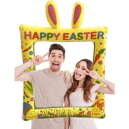 Photo Booth Props Easter Decoration Inflatable Rabbit PhotoBooth Frame Props Kids Favors Adult Easter Party Decor Happy Easter
