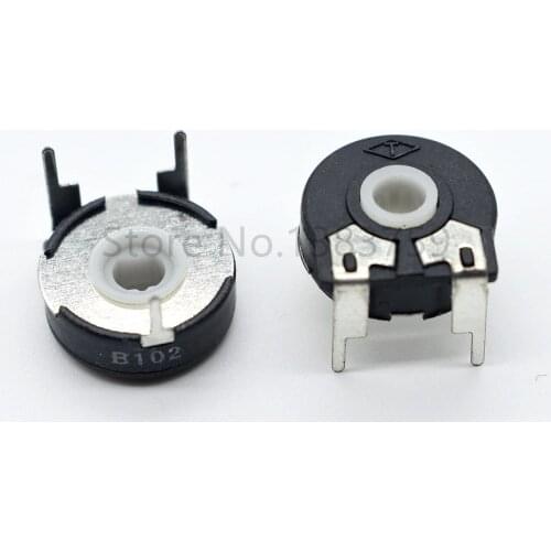 5 Pieces PT15 1K B102 Elliptical Hole Horizontal Adjustable Resistance Potentiometer