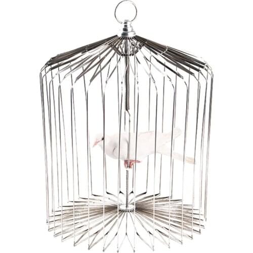 Silver Steel Appearing Bird Cage - Large Size (Dove Appearing Cage) Gimmick Illusions Props Comedy Novelties Stage Magic Tricks
