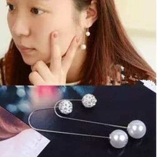 Ex865 Korean version fashion simple Crystal alloy ball imitation pearl studs earrings 2021 trend Womens Jewelry Accessories