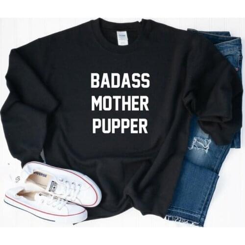 ZBBRDD Badass Mother Pupper Graphic Sweatshirt Kawaii Fall long Pullovers Mom Life Casual Cotton Mama Women Clothing Drop Ship
