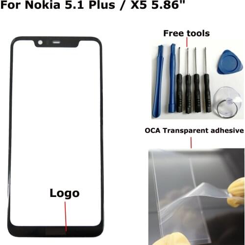 Shyueda New + OCA 5.86" For Nokia 5.1 Plus TA-1102 TA-1105 TA-1108 TA-1109 TA-1112 TA-1120 TA-1199 Outer Front Glass Screen Lens