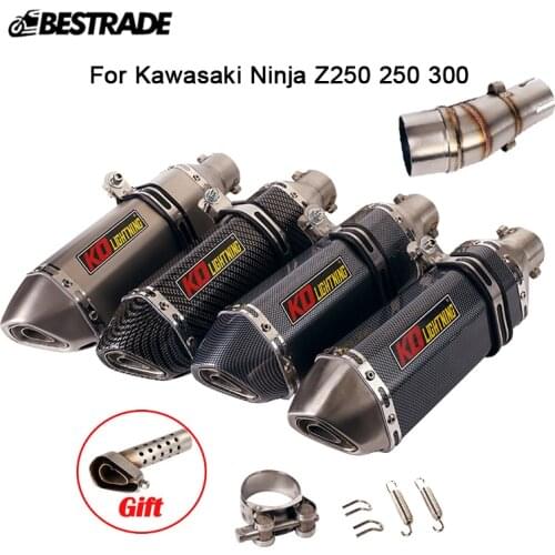For Kawasaki Ninja Z250 250 300 Motorcycle Exhaust System Mid Connect Link Pipe Muffler Tube Removable DB Killer Stainless Steel