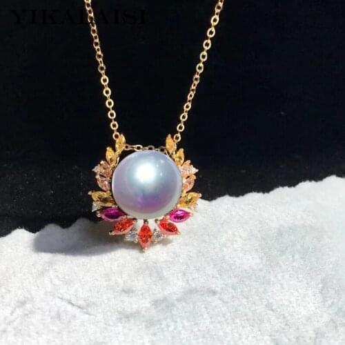 YIKALAISI 925 Sterling Silver Necklaces Jewelry For Women 11-12mm Oblate Natural Freshwater Pearl Pendants 2021 Wholesales