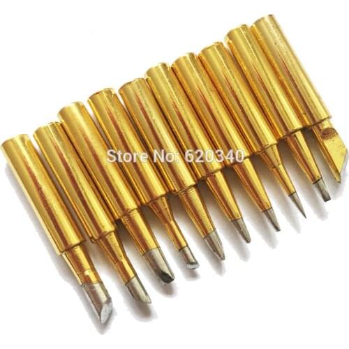 10pcs/set Lead-free Golden kingkong Electric iron Solder tip 900M-T For 936 Saike 909D 852D+ 952D Diamagnetic DIY