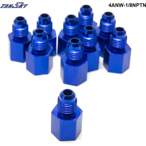 10PCS/LOT Fitting Flare Reducer Female -1/8NPT to Male -4AN Blue Oil/Fuel Fitting Adapter 4ANW-1/8NPTN