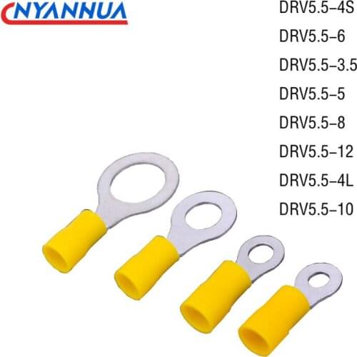 10PCS/Pack RV Series Ring Insulated Wire Connector Electrical Crimp Terminal Cable Wire Connector AWG