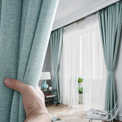 2021 Modern Blackout Curtains Pure Color Cotton and Linen Curtains for Living Room and Bedroom Curtains