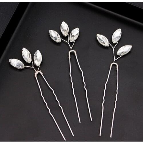 3pcs/set Rose Gold Women elegant Hair Jewelry For Bride Rhinestone Tiara Hair Pins And Clips Handmade Wedding Hair Accessories