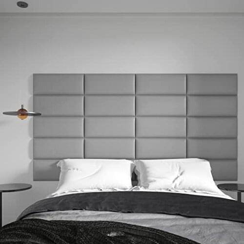 3D Peel and Stick Headboard Suitable for Large Double Bed and Large Gray Sound Insulation Wallboard 3D Padded Wallboard
