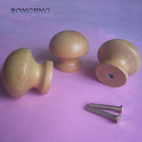4pcs Wooden Kitchen Cabinet Drawer Knobs Mushrooms Drawer Handles Cupboard Closet Cabinet Furniture Solid Wood Bookcase Pulls