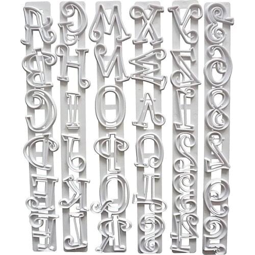 6pcs/set Number Letter Frill Edge Cake Cutter Mould Fondant Paste Straight Gum Stencil Mold
