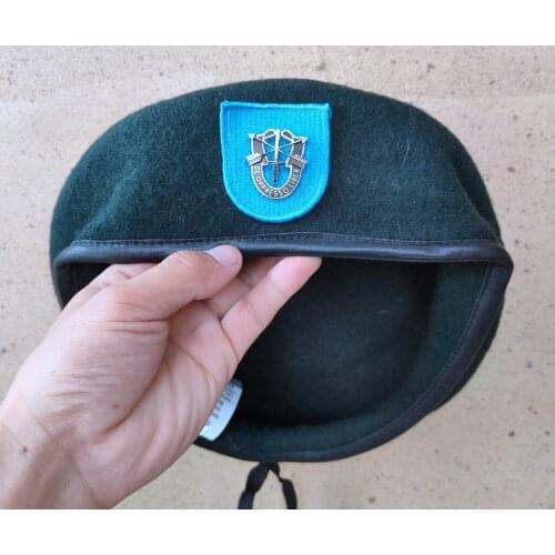 US Army 19th Special Forces Group Wool Airborne Green Beret SPECIAL FORCES SF HAT PIN MOTTO INSIGNIA Military Hat Cap